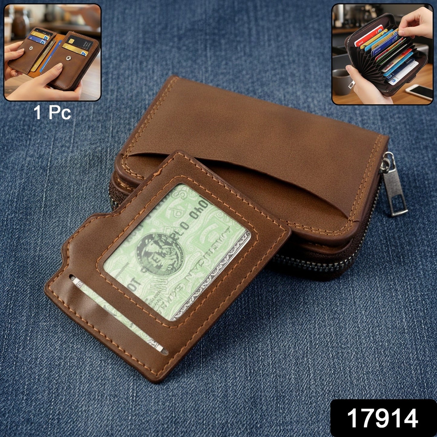 Compact card holder wallet featuring removable ID window sleeve for convenience