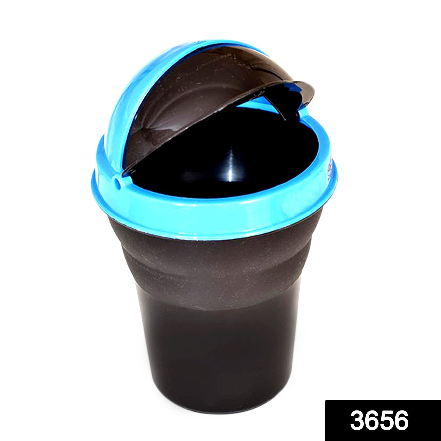 Compact multicolored car dustbin, showcasing its portable design for travel.