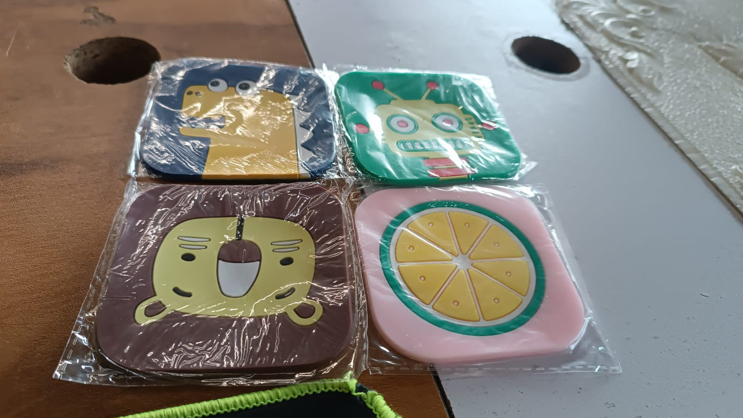 Isolated single silicone lemon drink coaster showing heat-resistant material