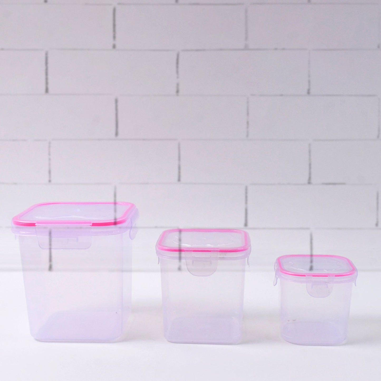 Multipurpose kitchen storage containers with clear plastic and air lock