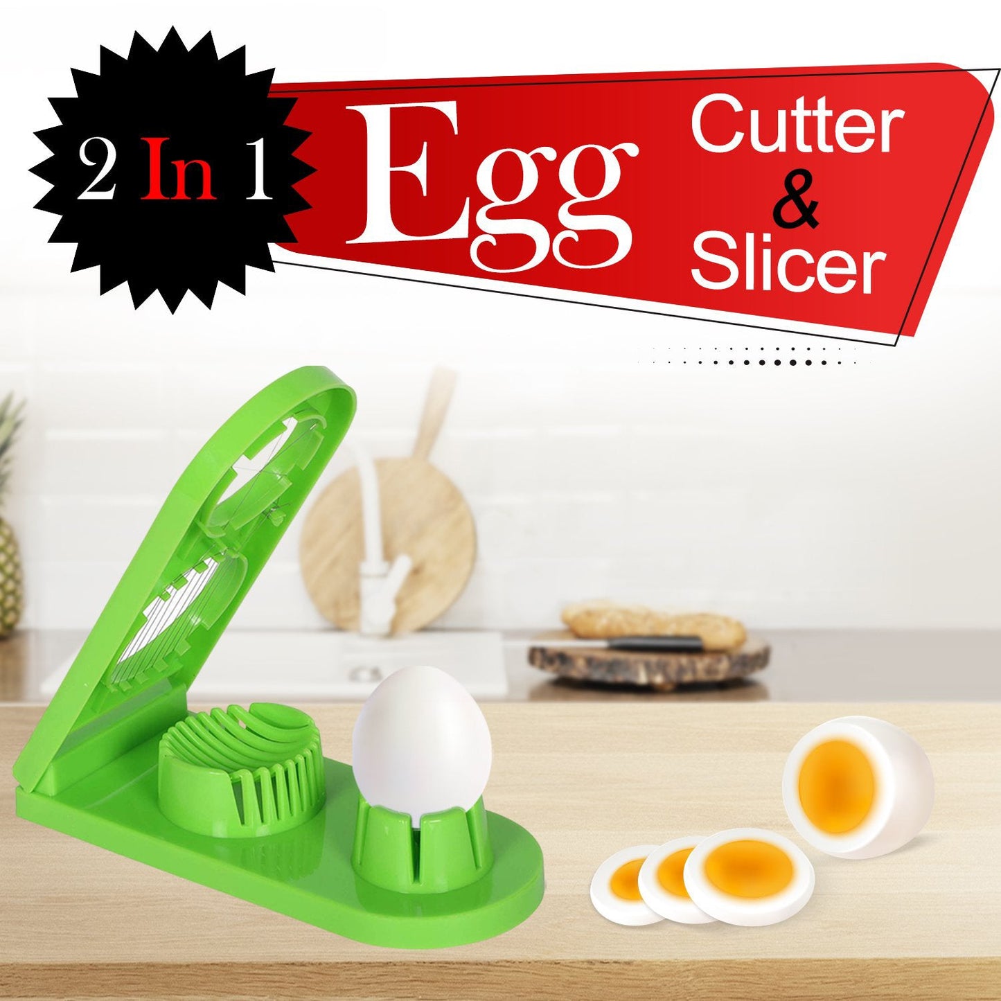 A user demonstrating the quick and easy slicing action of the Quickslice egg slicer.
