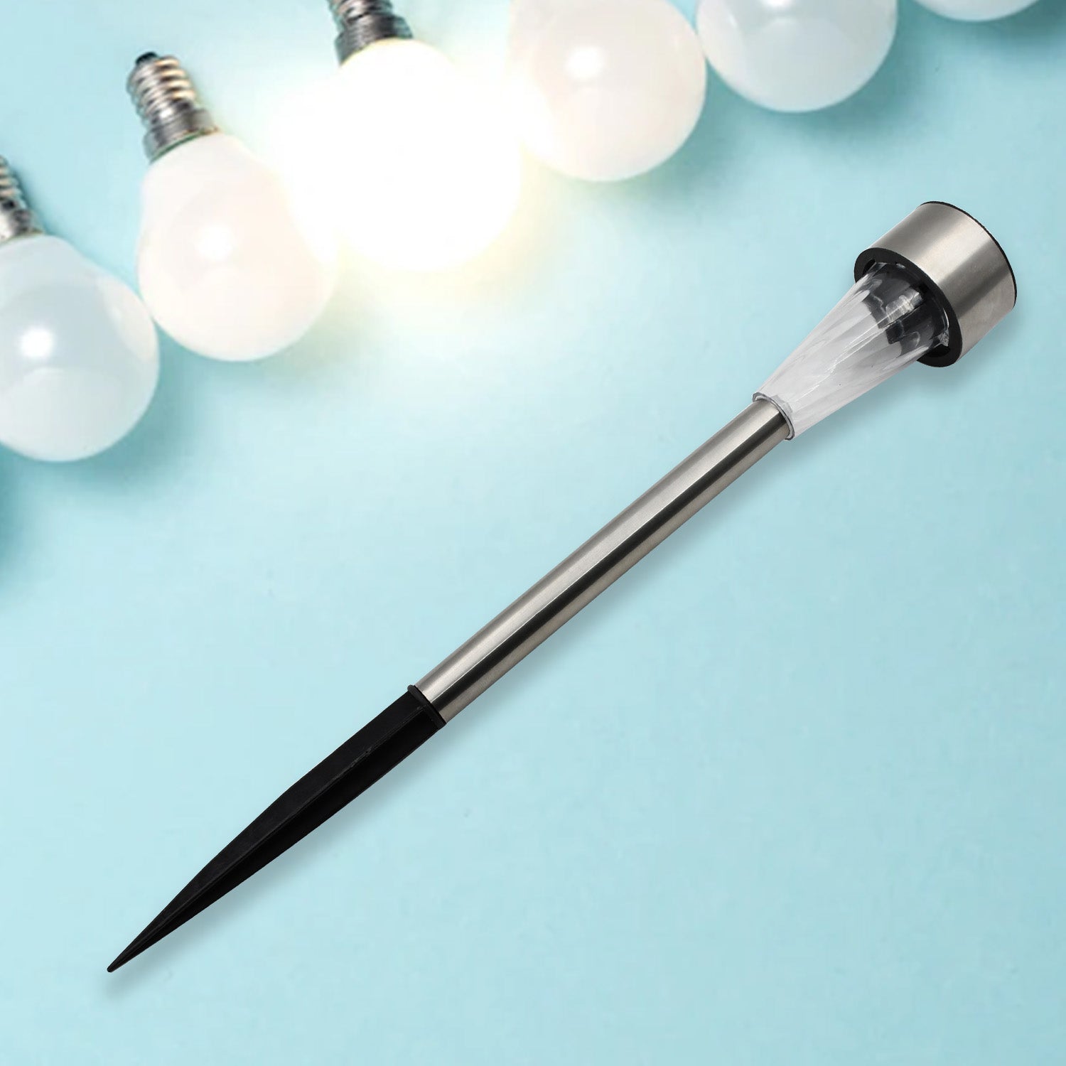 Set of Solar LED Spike Lights showcasing their easy installation and bright output.