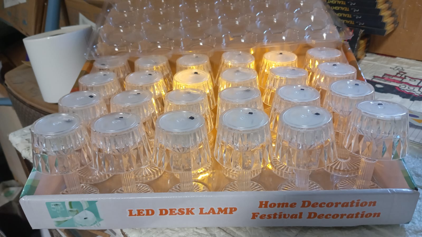 The crystal table lamp styled as a decorative night light.
