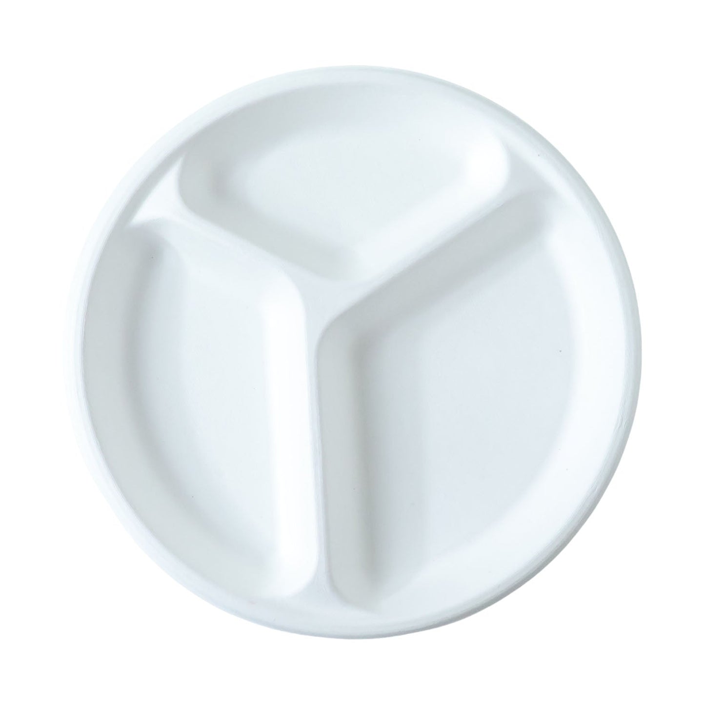 Stackable natural off-white compostable dinner plate with compartments