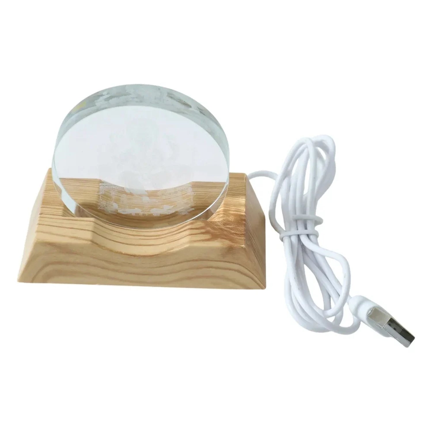 Side view of 3D Lord Ganesha LED night lamp with solid wooden base