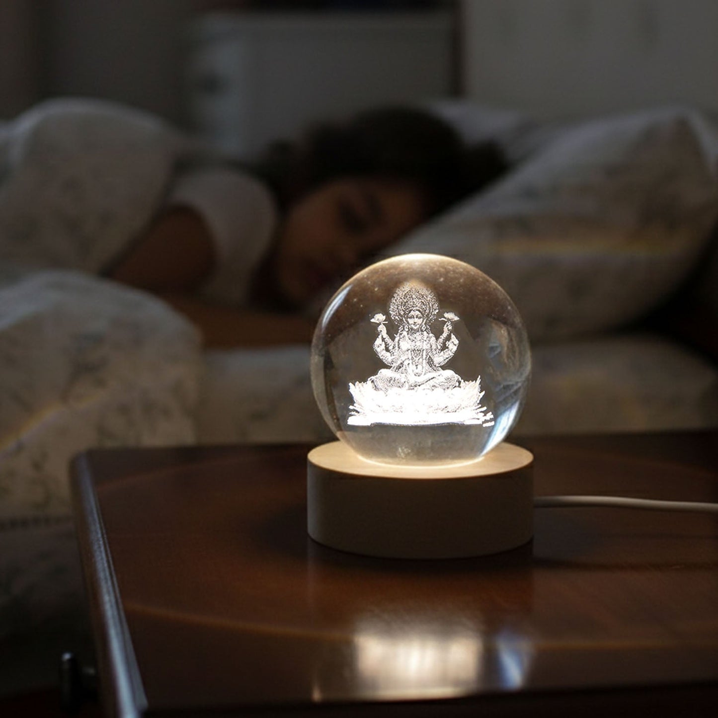 Spiritual LED night light showpiece featuring Goddess Lakshmi