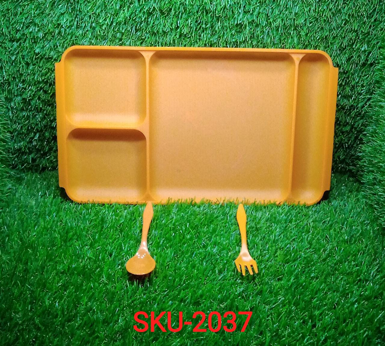 Stylish plastic compartment plate set for easy and mess-free meals.