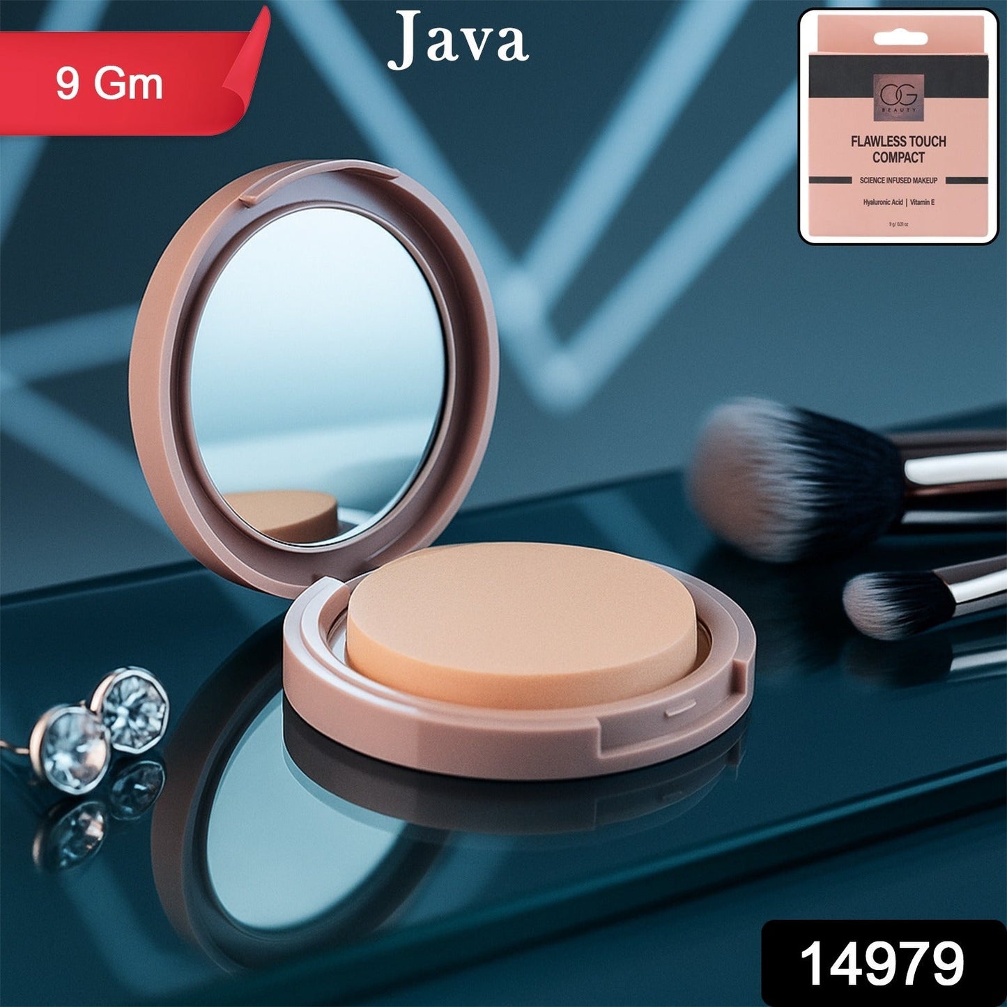 Close-up of OG Beauty Java Compact Powder textured surface in Brew shade