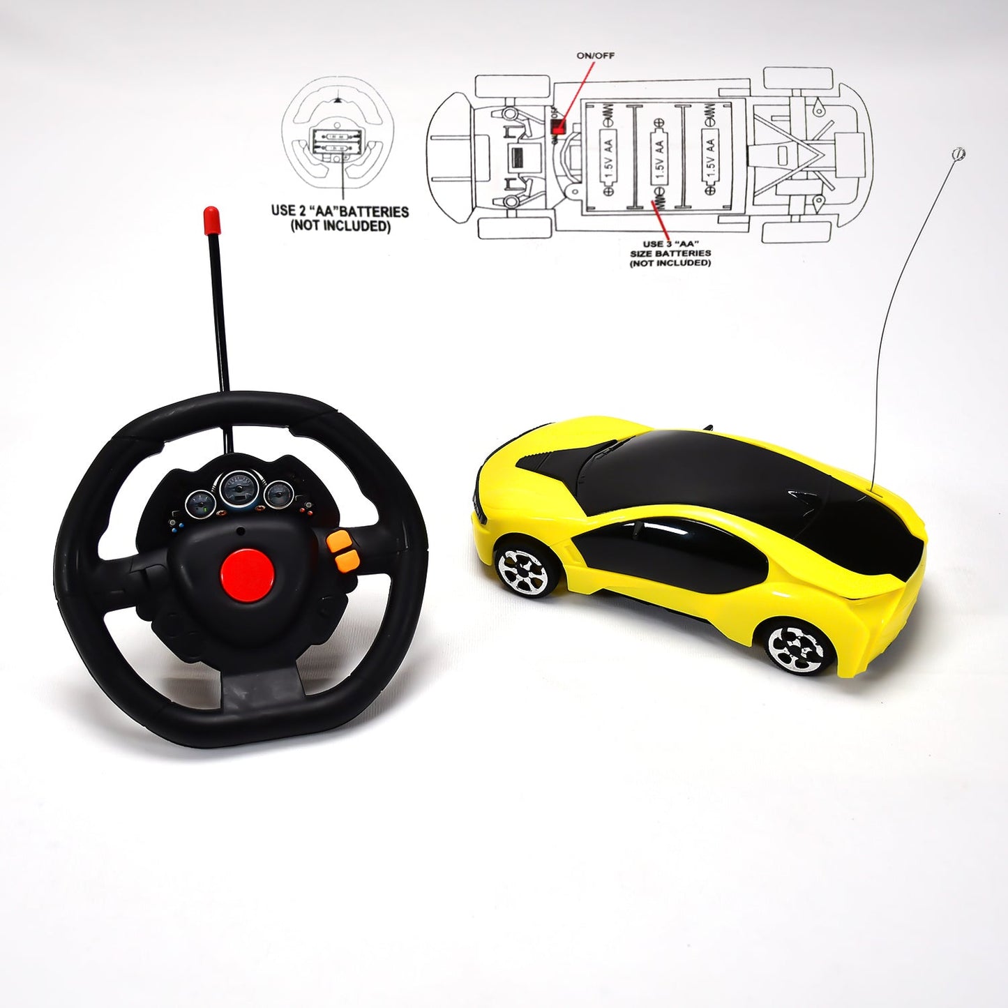 Side profile of the attractive remote control car, showcasing its sporty look.