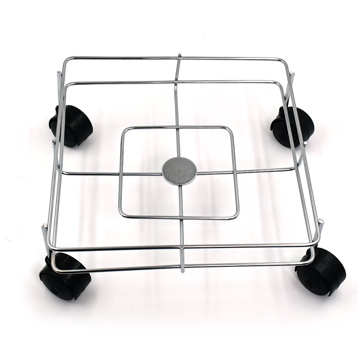 Close-up of the polished stainless steel material of the sturdy oil stand.