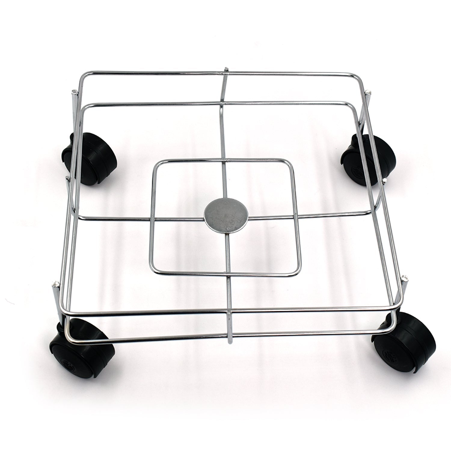 Close-up of the polished stainless steel material of the sturdy oil stand.
