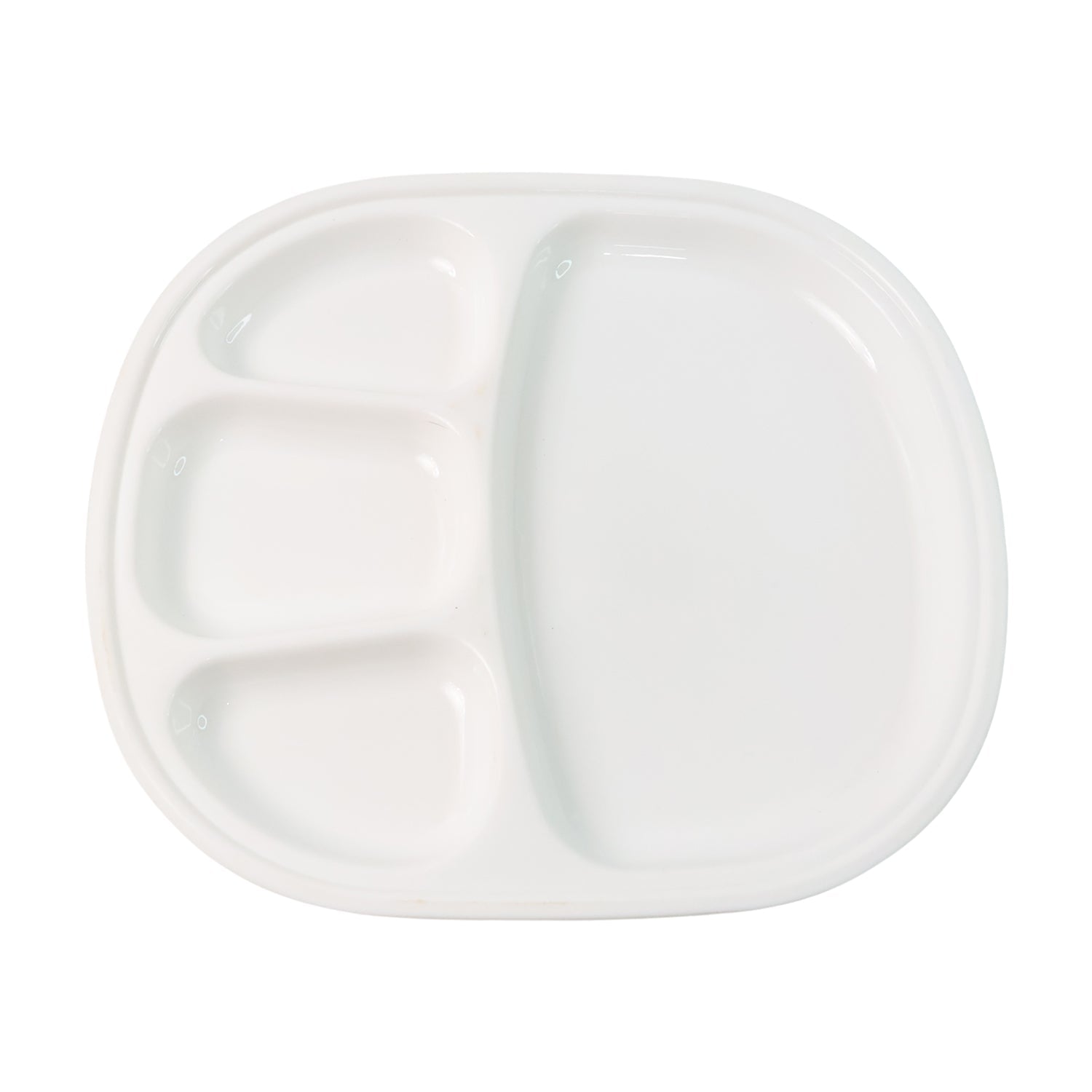 Partition plate highlighting separate compartments for different dishes