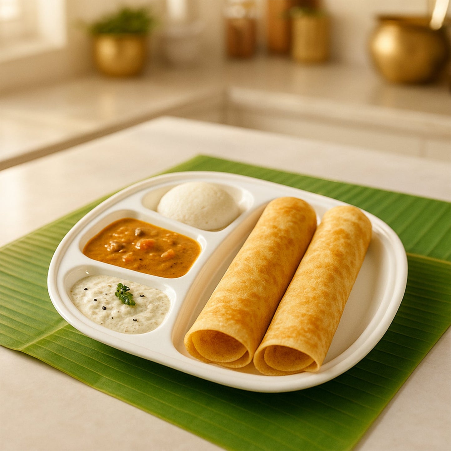 Plastic section plate with 4 compartments to separate meals