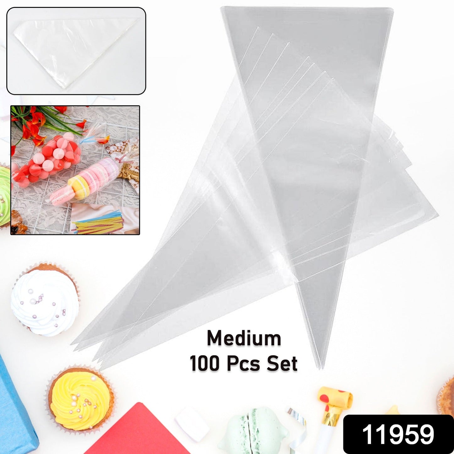 Medium disposable piping bag with cream for cupcake decoration