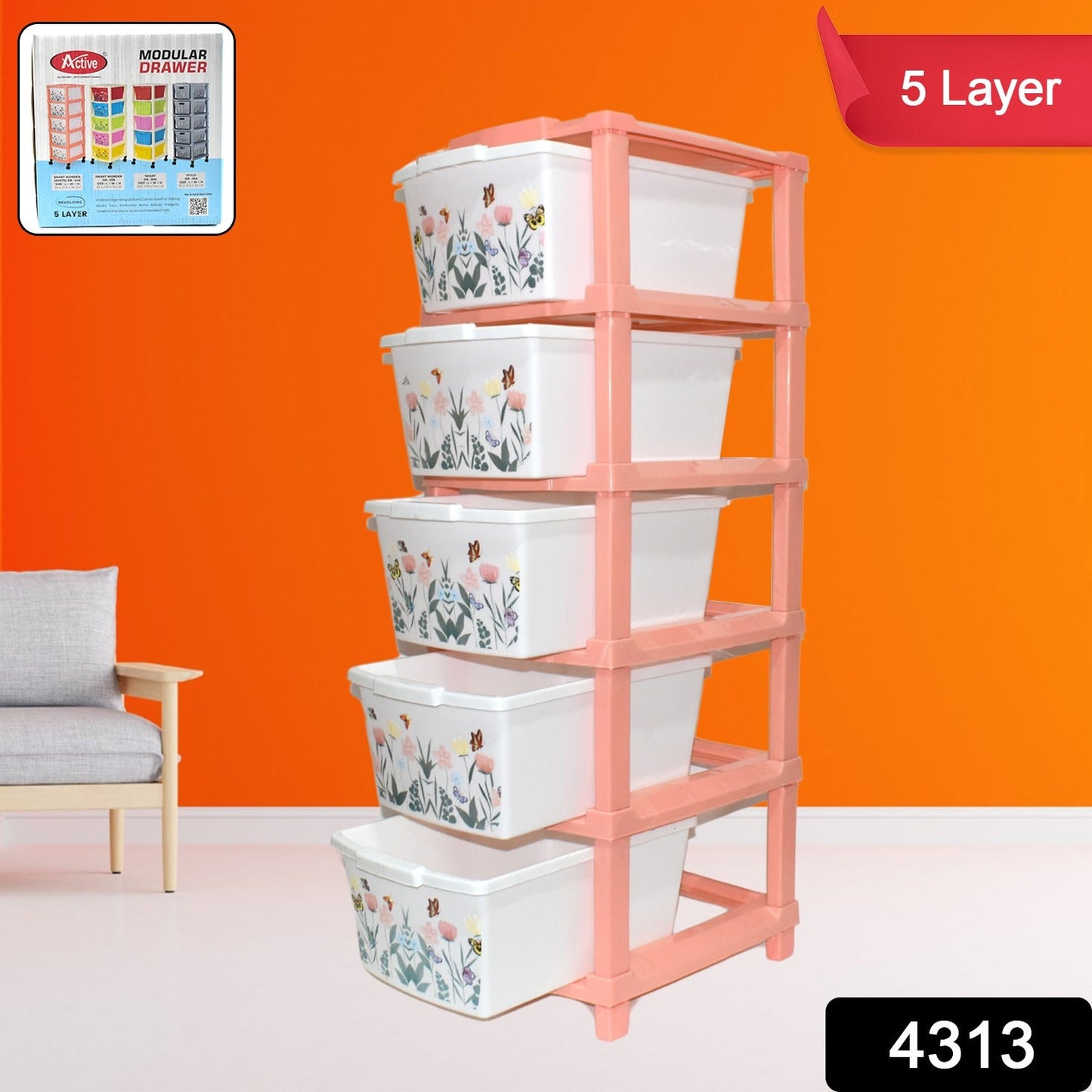 Multi-layer plastic storage drawer modular organizer in assorted colors