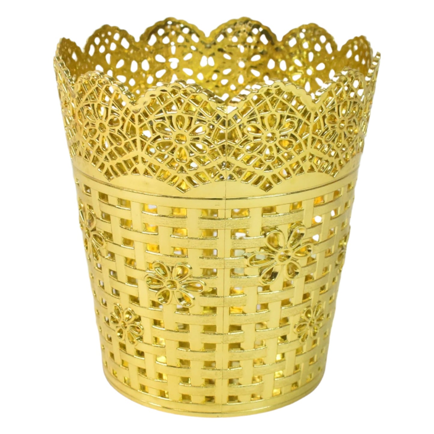Metal mesh pen holder keeping writing tools tidy on work desk