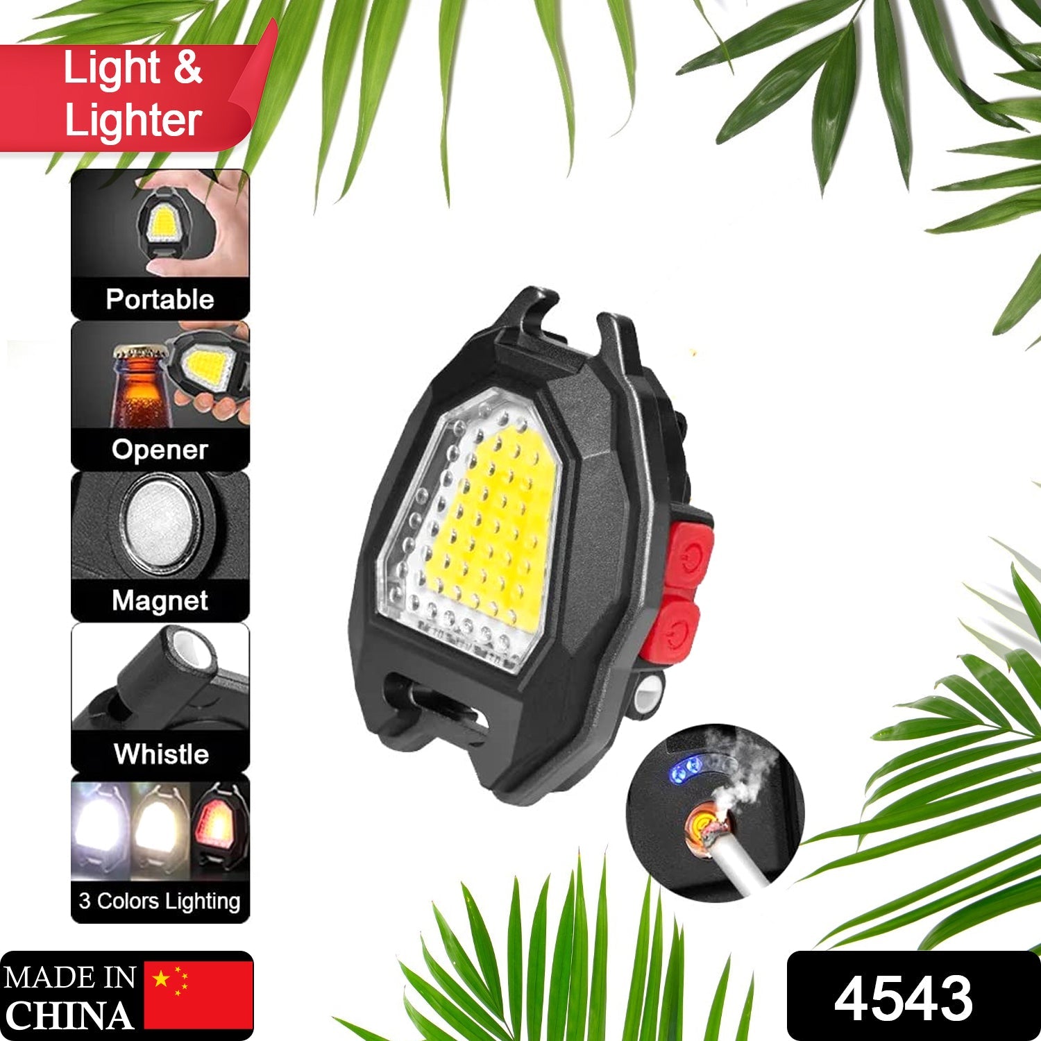 Portable LED camping flashlight with keychain, ideal for outdoor adventures.