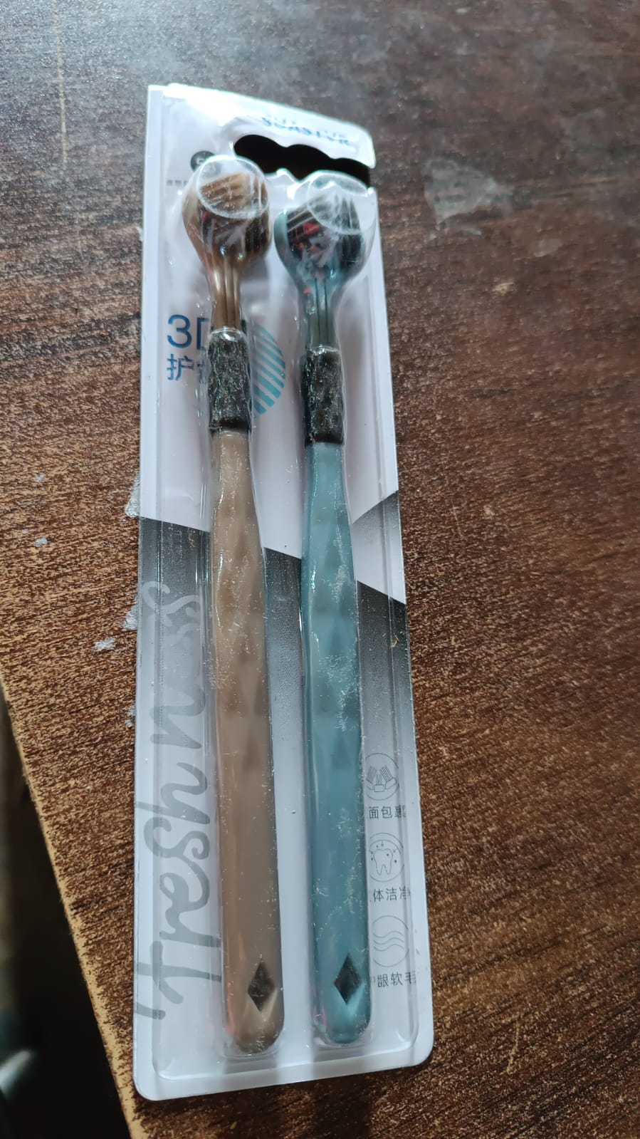 Full-length view of the 3-Sided Toothbrush, ready for daily brushing.