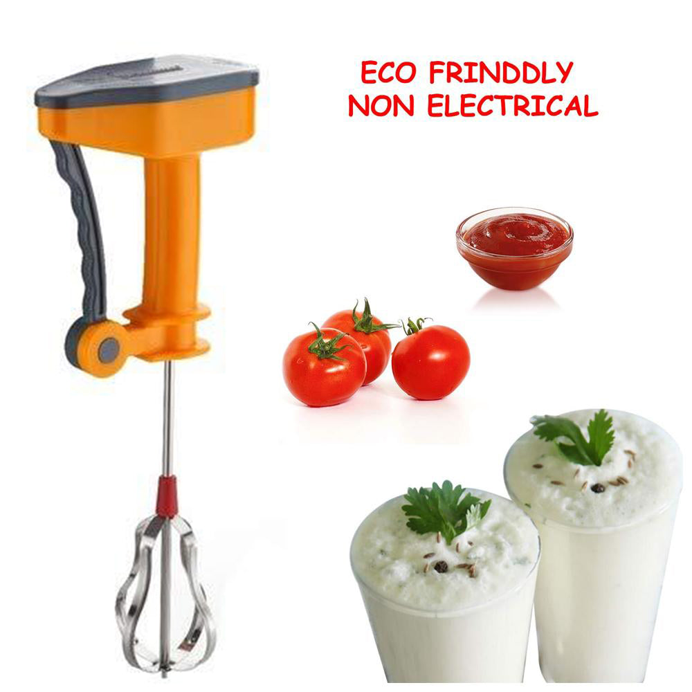 Close-up view of the Power Free Hand Blender's durable stainless steel blade.