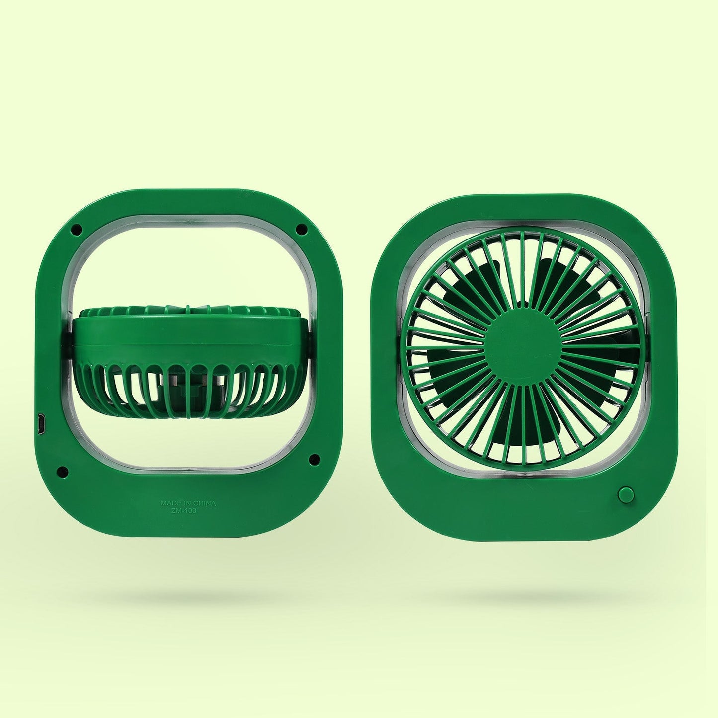 Portable USB fan used outdoors, demonstrating its versatility for various environments.