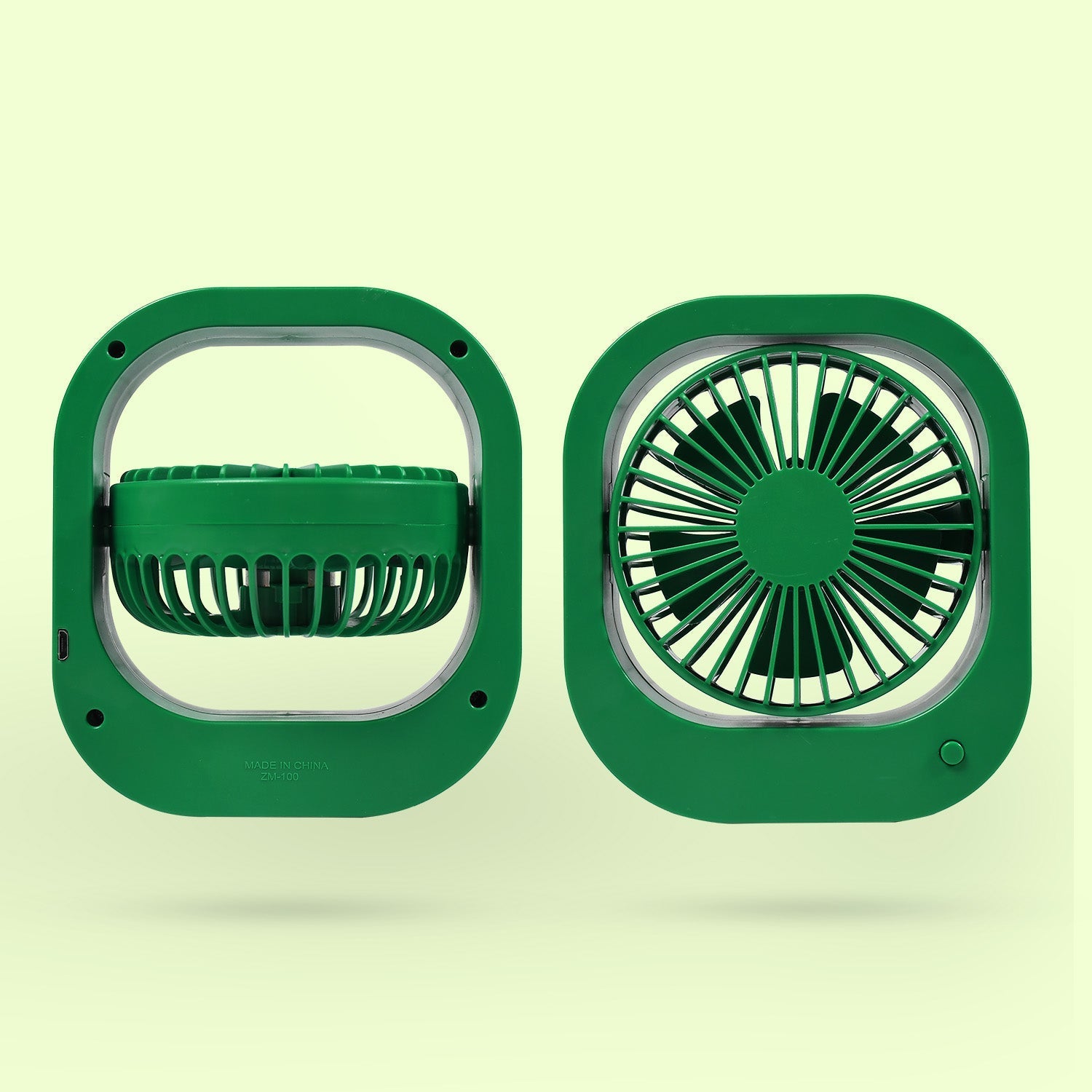 Portable USB fan used outdoors, demonstrating its versatility for various environments.