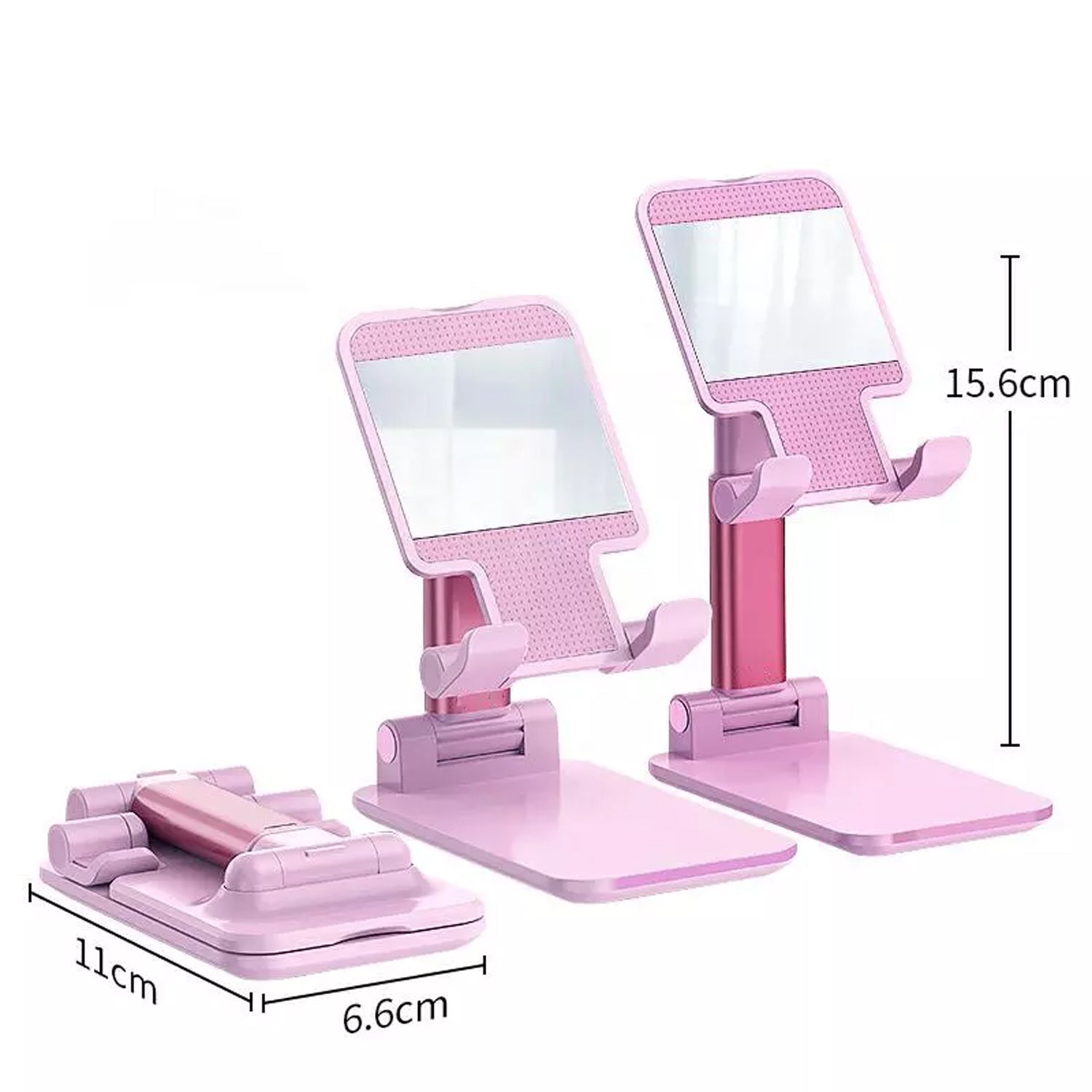 Portable desktop phone stand folded flat, highlighting its travel-friendly design.