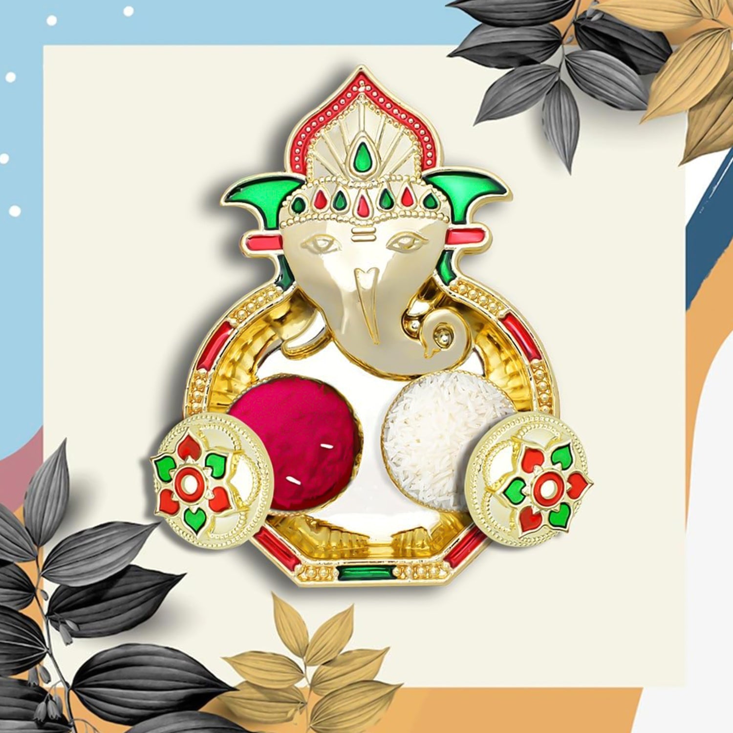 Decorative Ganesh Kumkum Box perfect for festive pooja rituals