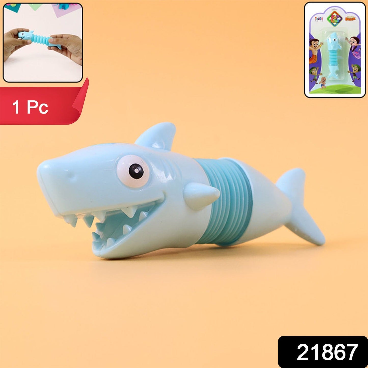Flexible shark slinky toy for kids with bendable spring body