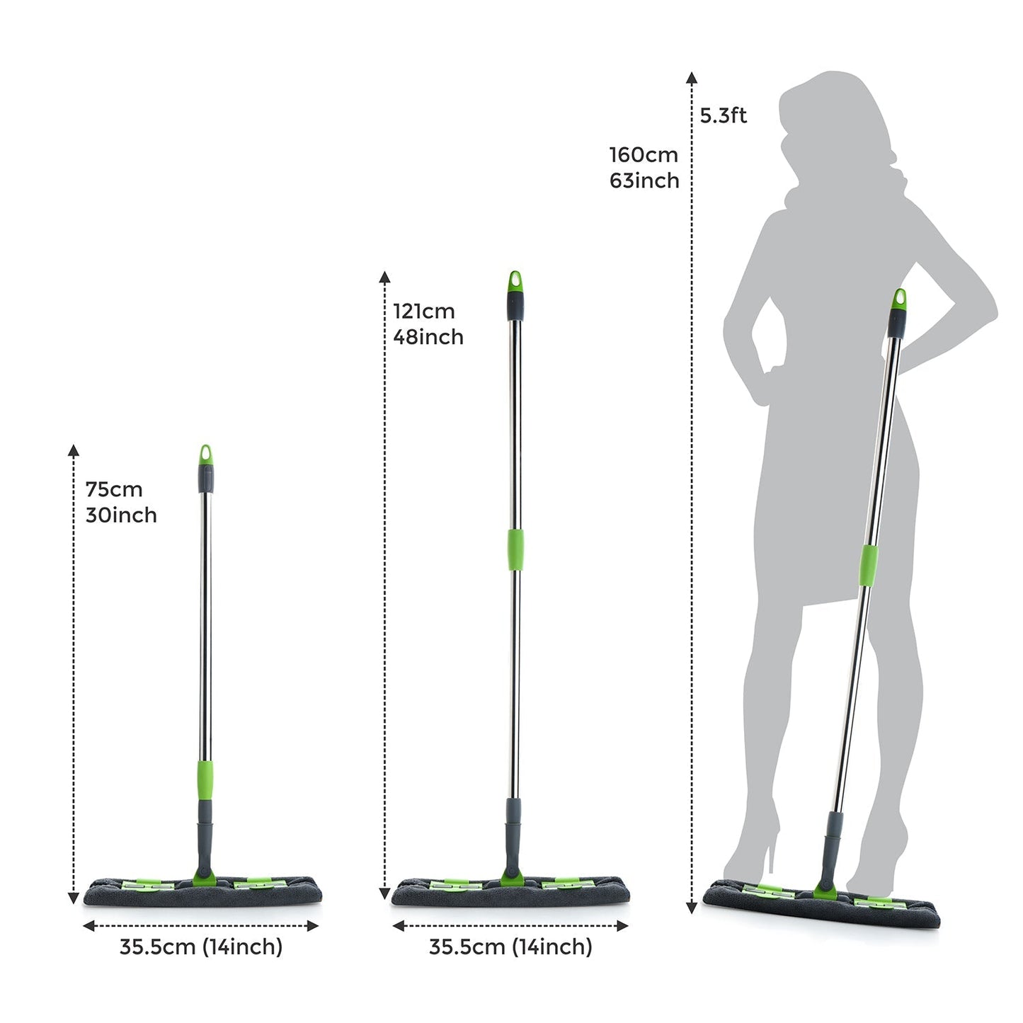 The 360-degree rotating head of the microfiber flat mop in action, demonstrating flexibility for thorough cleaning.
