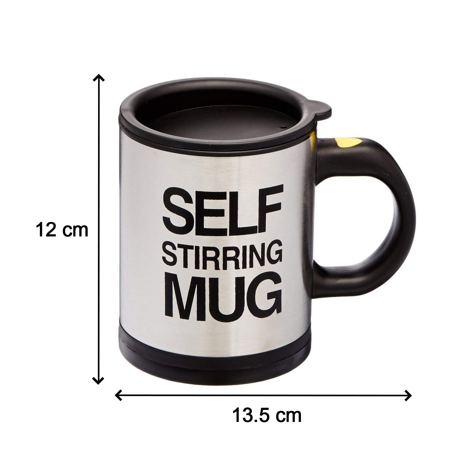 The Indo Glow Self Stirring Mug standing on a table, a convenient solution for instant drinks.