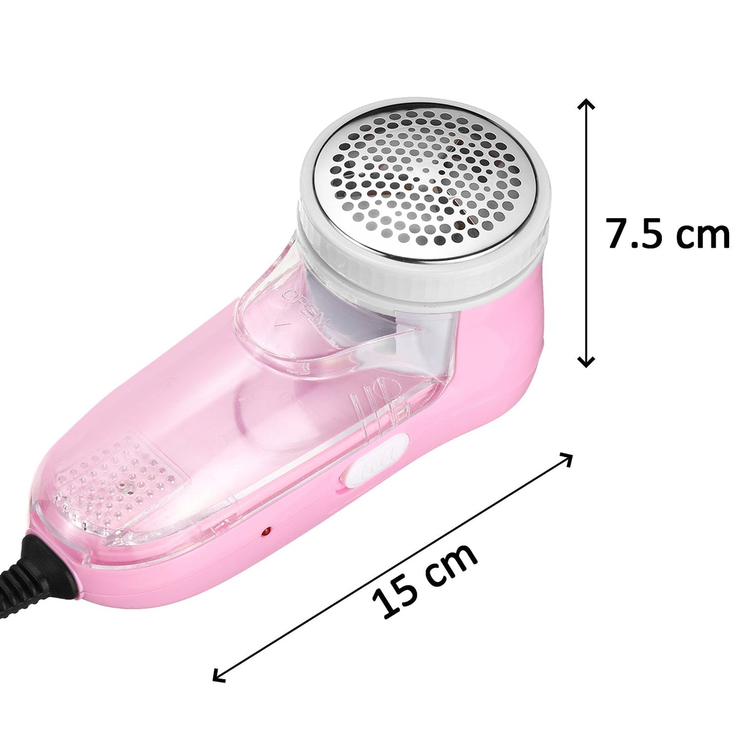 Hand holding the lint remover, demonstrating its use on a soft blanket.