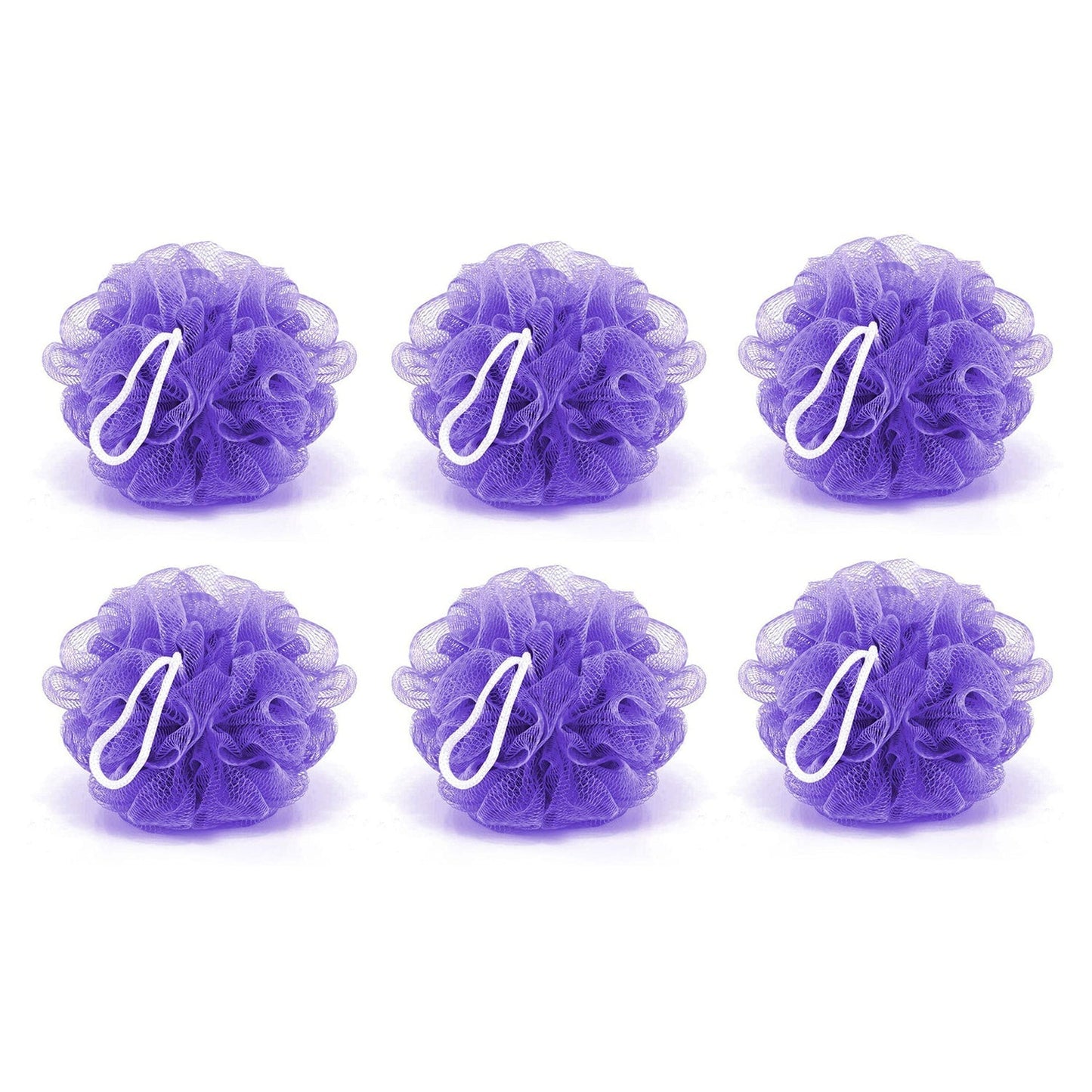 Group of 6 assorted bath loofahs, perfect for a refreshing shower.