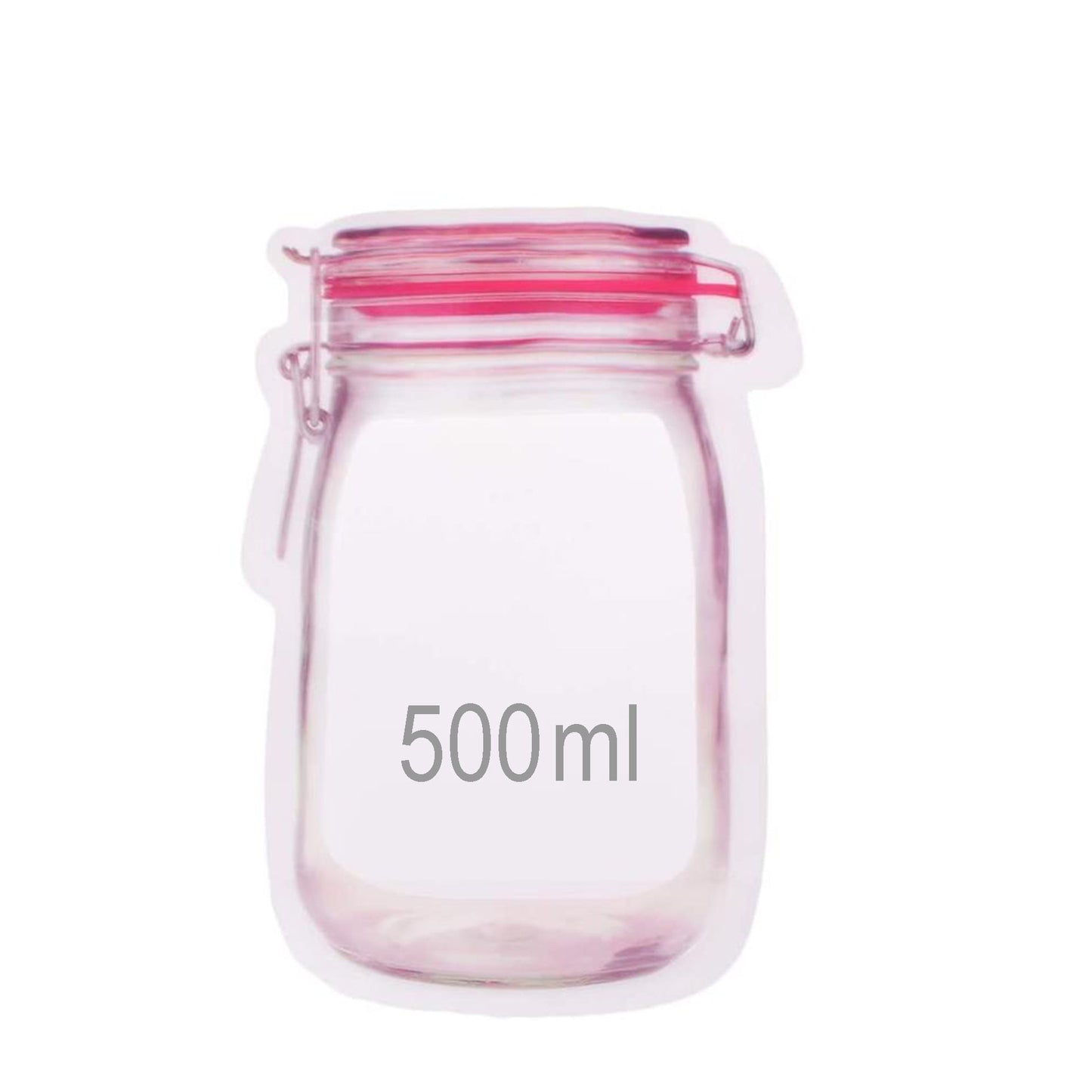 Multiple Organivo 500ml airtight food storage bags neatly organized in a kitchen drawer.