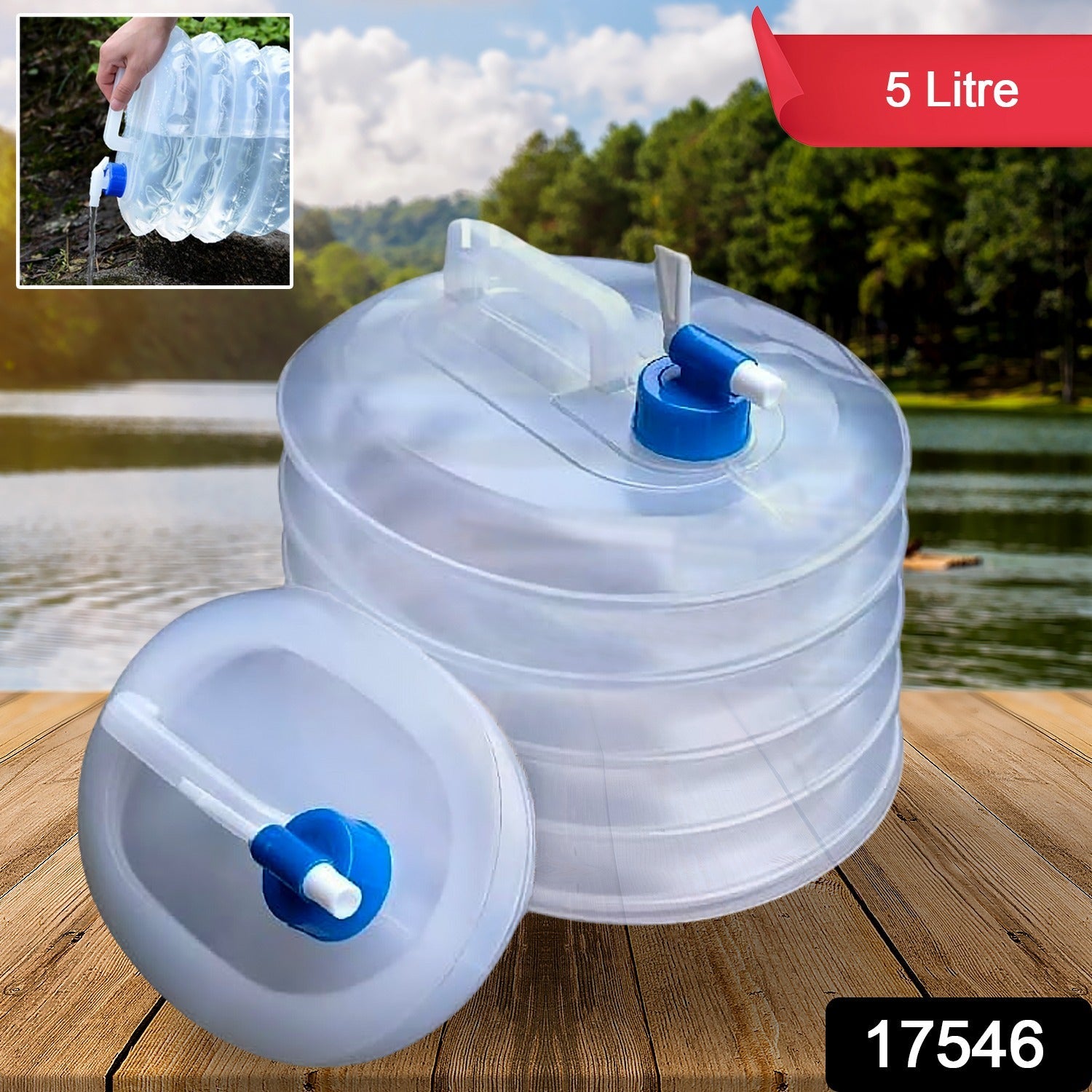 Close-up of the easy-to-use ON/OFF tap valve on the portable water container.