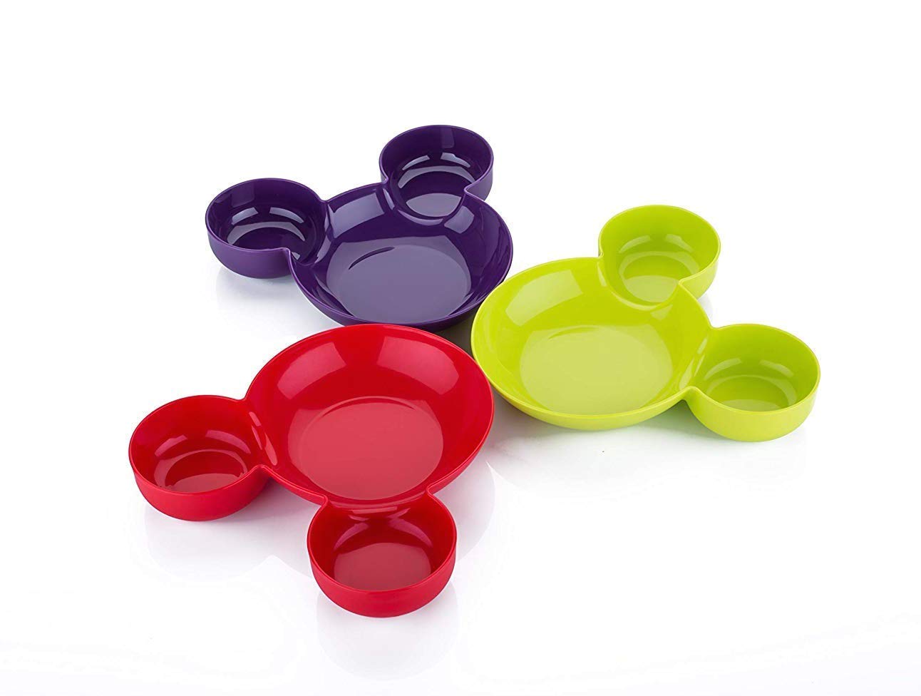 Close-up of the cartoon-shaped sectioned plate, ideal for toddler meals.