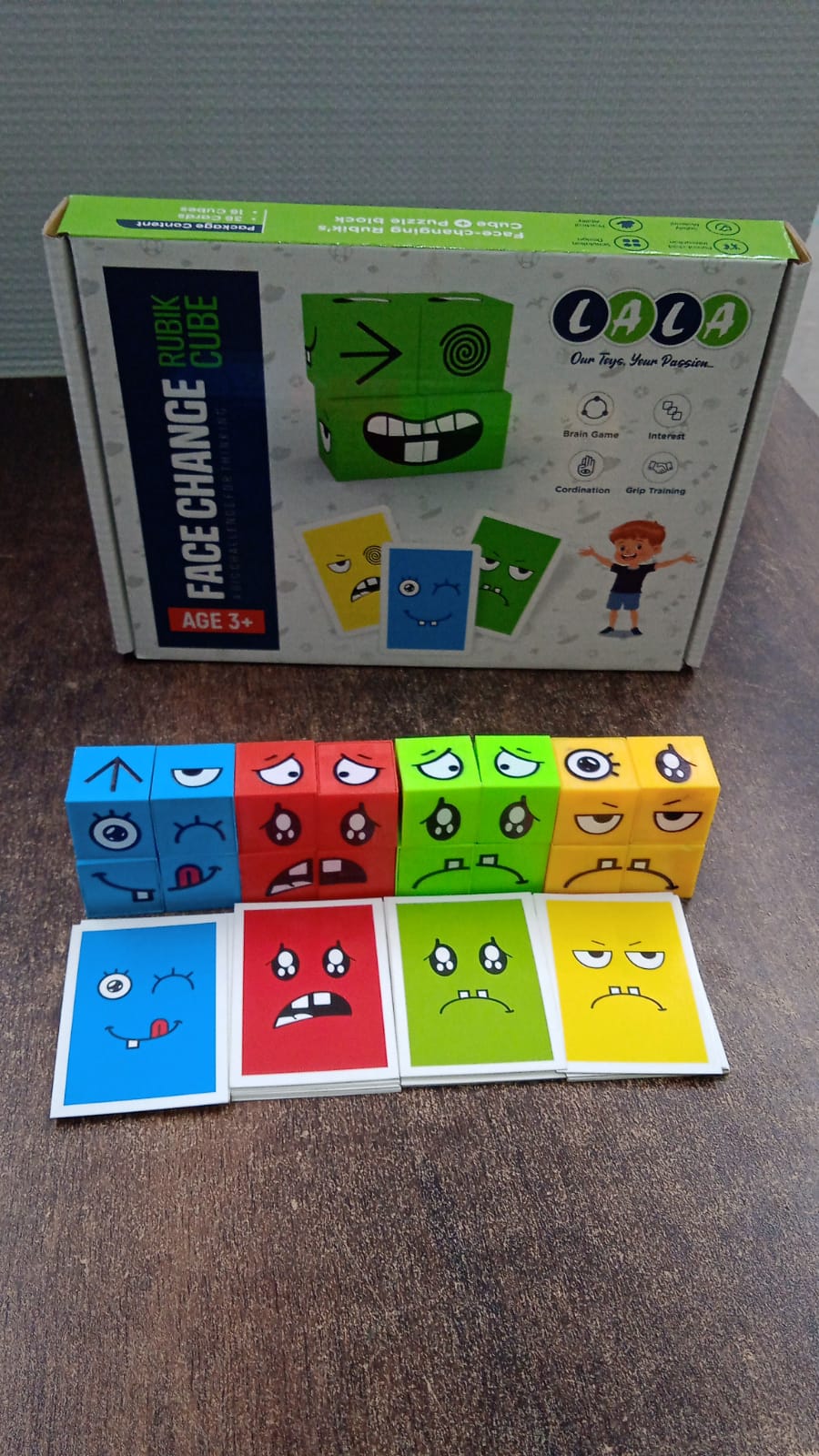 Multicolor educational emotion expression puzzle cubes for kids
