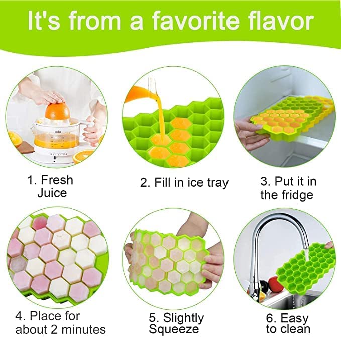 Honeycomb silicone ice cube tray for quick freezing and easy release.