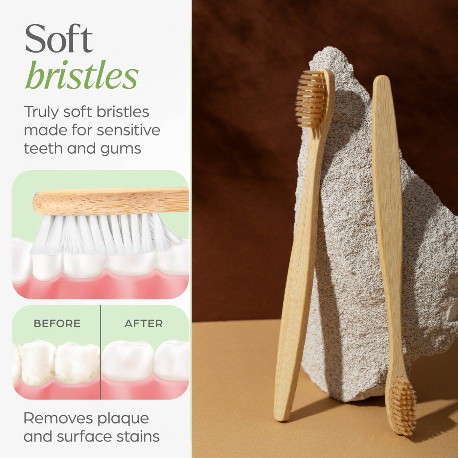 Sustainable packaging for bamboo toothbrush set helping reduce plastic waste
