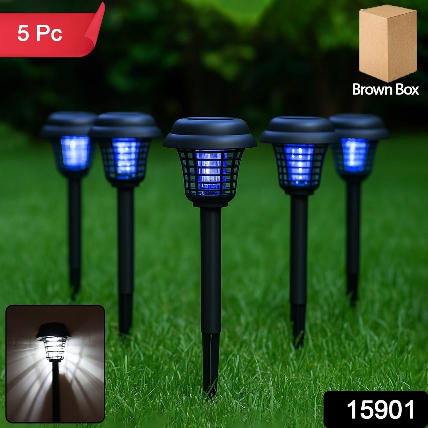 Outdoor solar mosquito lamp illuminating patio and killing insects