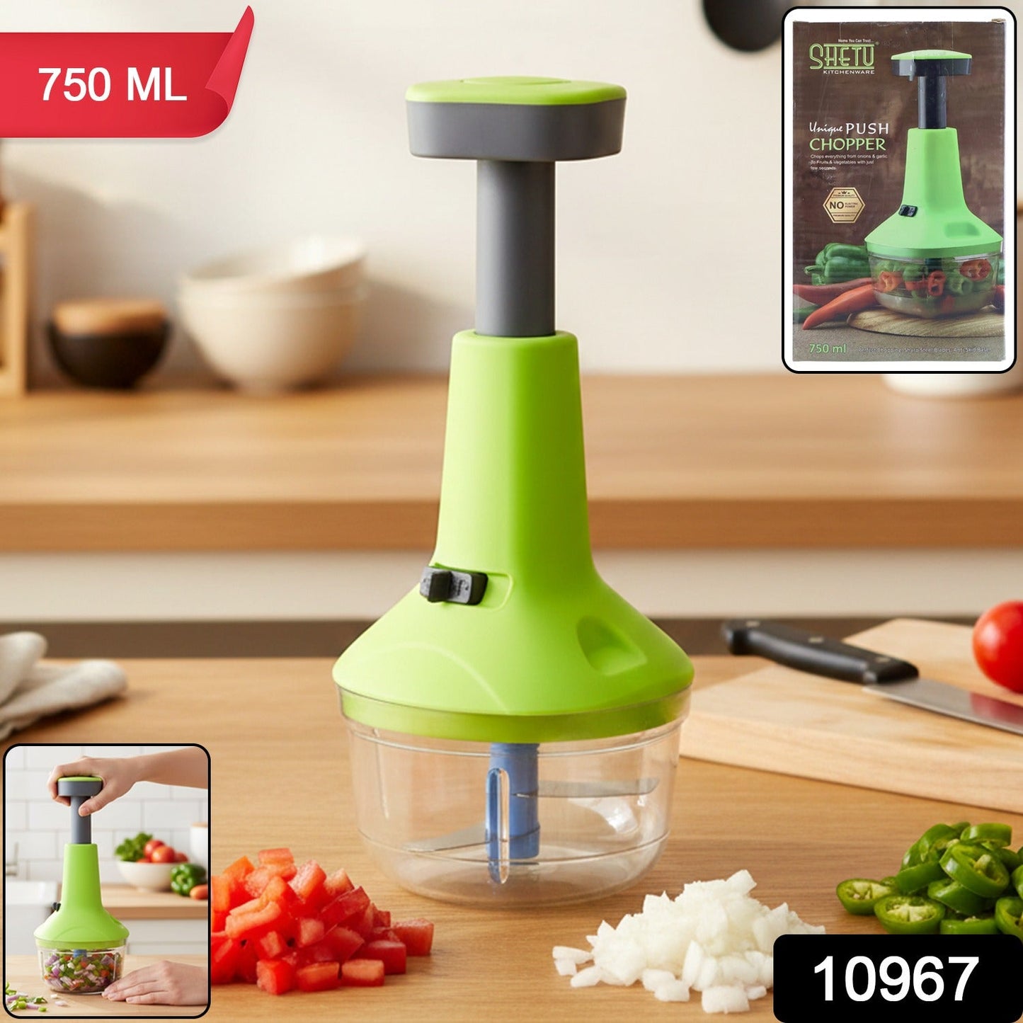 Hand-press mechanism of push-down vegetable chopper for quick dicing