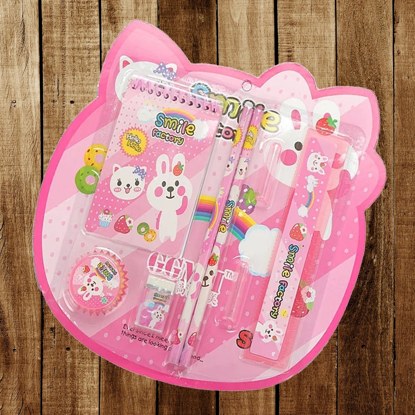 Front view of the vibrant packaging for the 8-in-1 Kids Stationery Set, ideal for gifting.