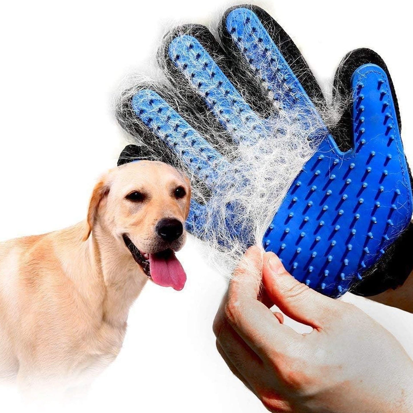 Soft silicone pet grooming glove with raised massage bristles