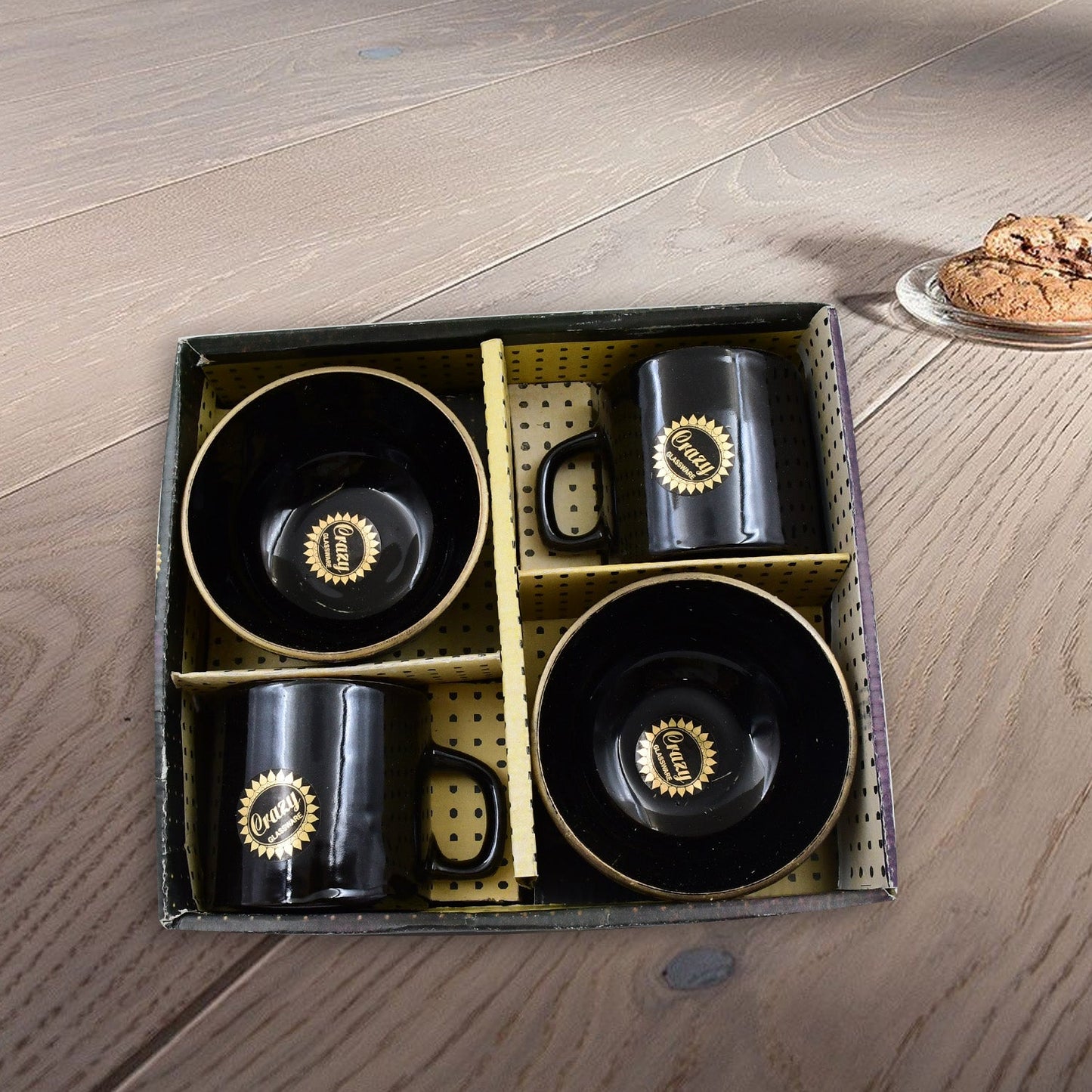 Versatile ceramic drinking mugs from the 4-piece set, ideal for various beverages.