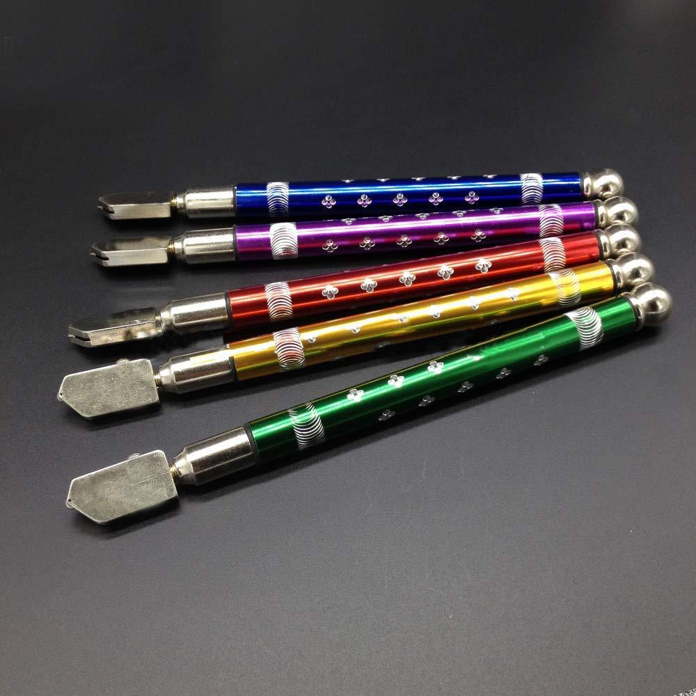 Glass cutter with a comfortable pencil-style grip for precise cutting.