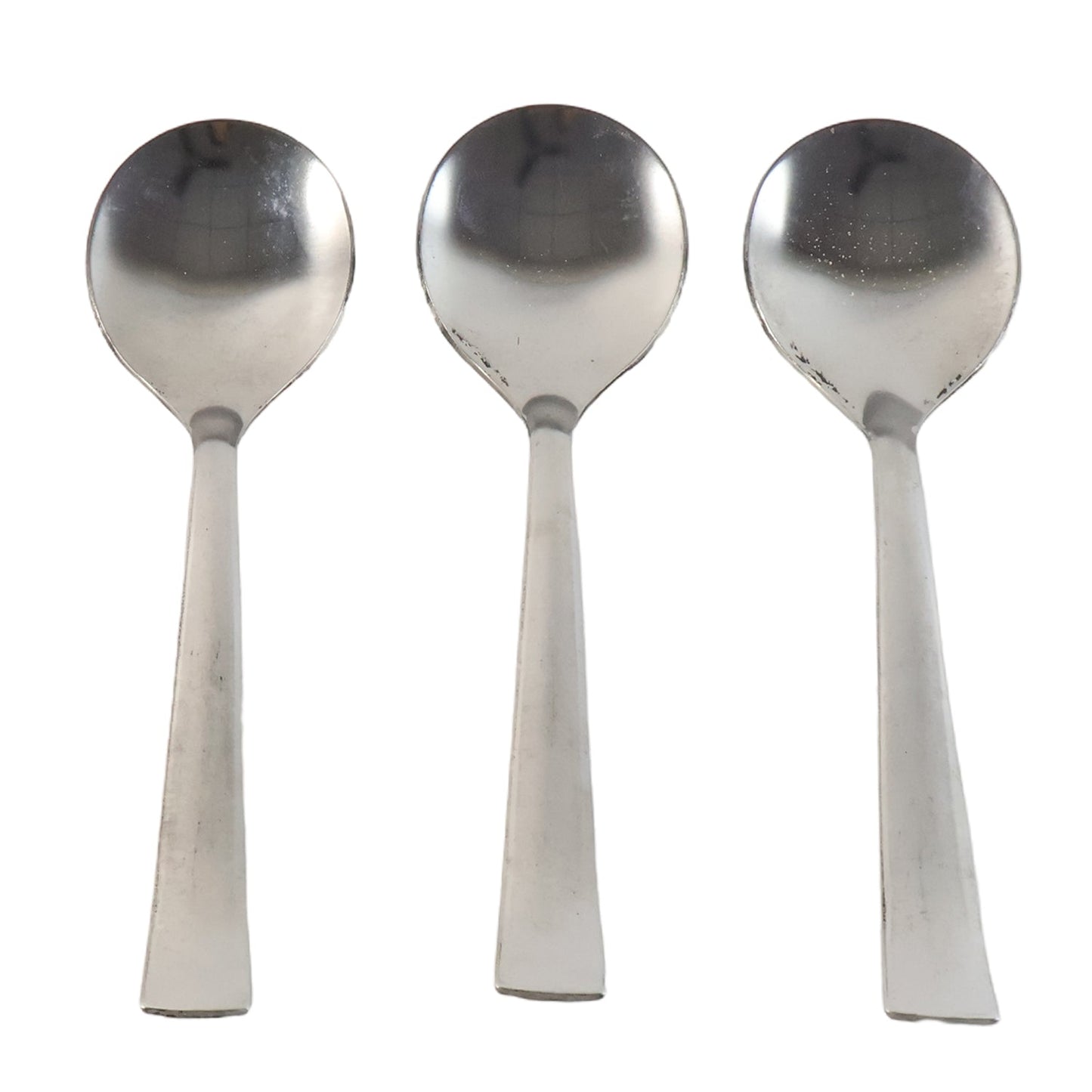 Close view of rust-resistant stainless steel spoons from the set
