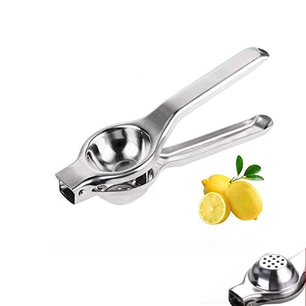 The easy-to-clean stainless steel citrus juicer in a well-lit setting.