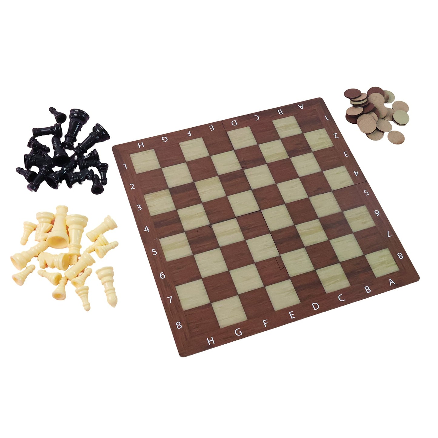Folded compact Chess & Checkers board game for travel