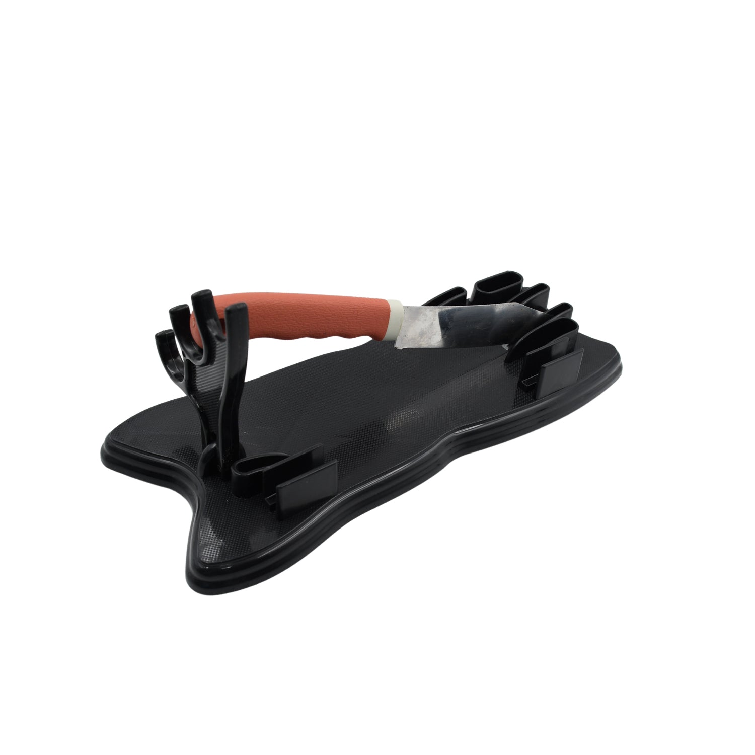 Top-down perspective of the knife organizer, providing easy access to different blades.