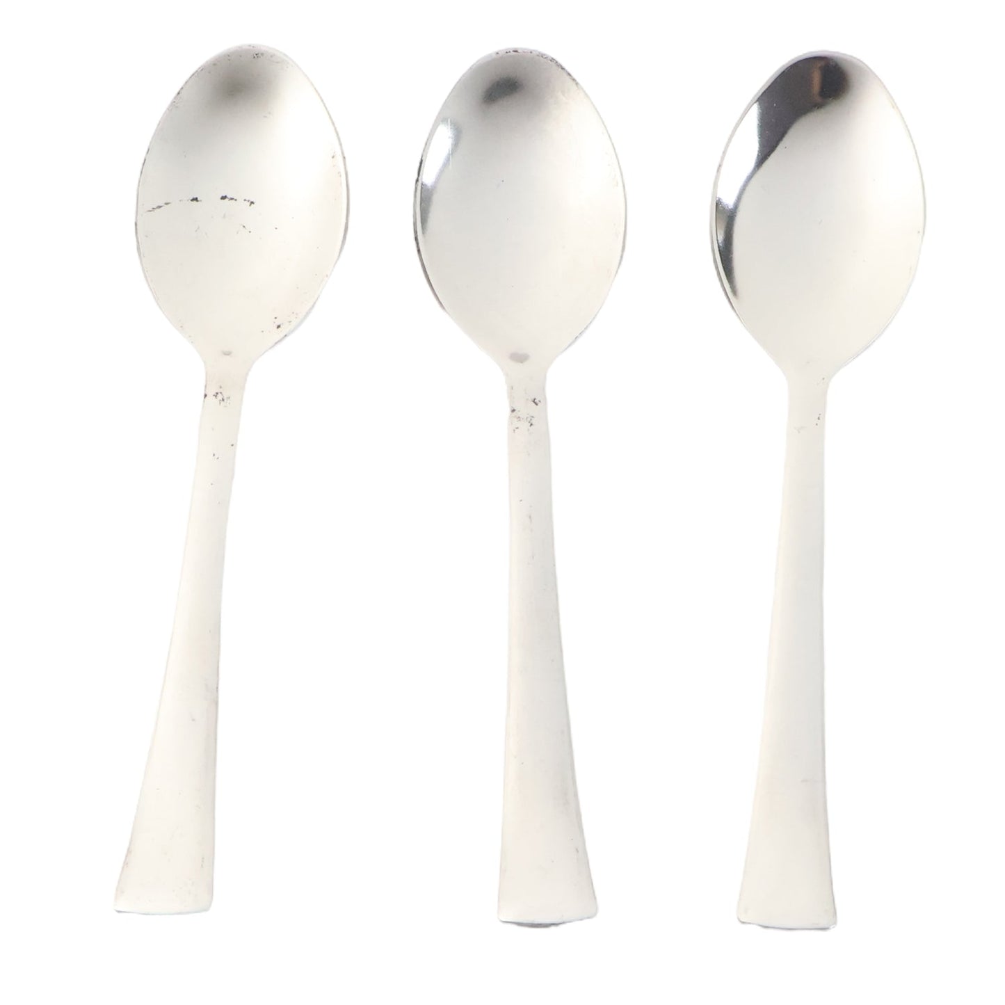 Stacked set of three lightweight, rust-resistant dining spoons