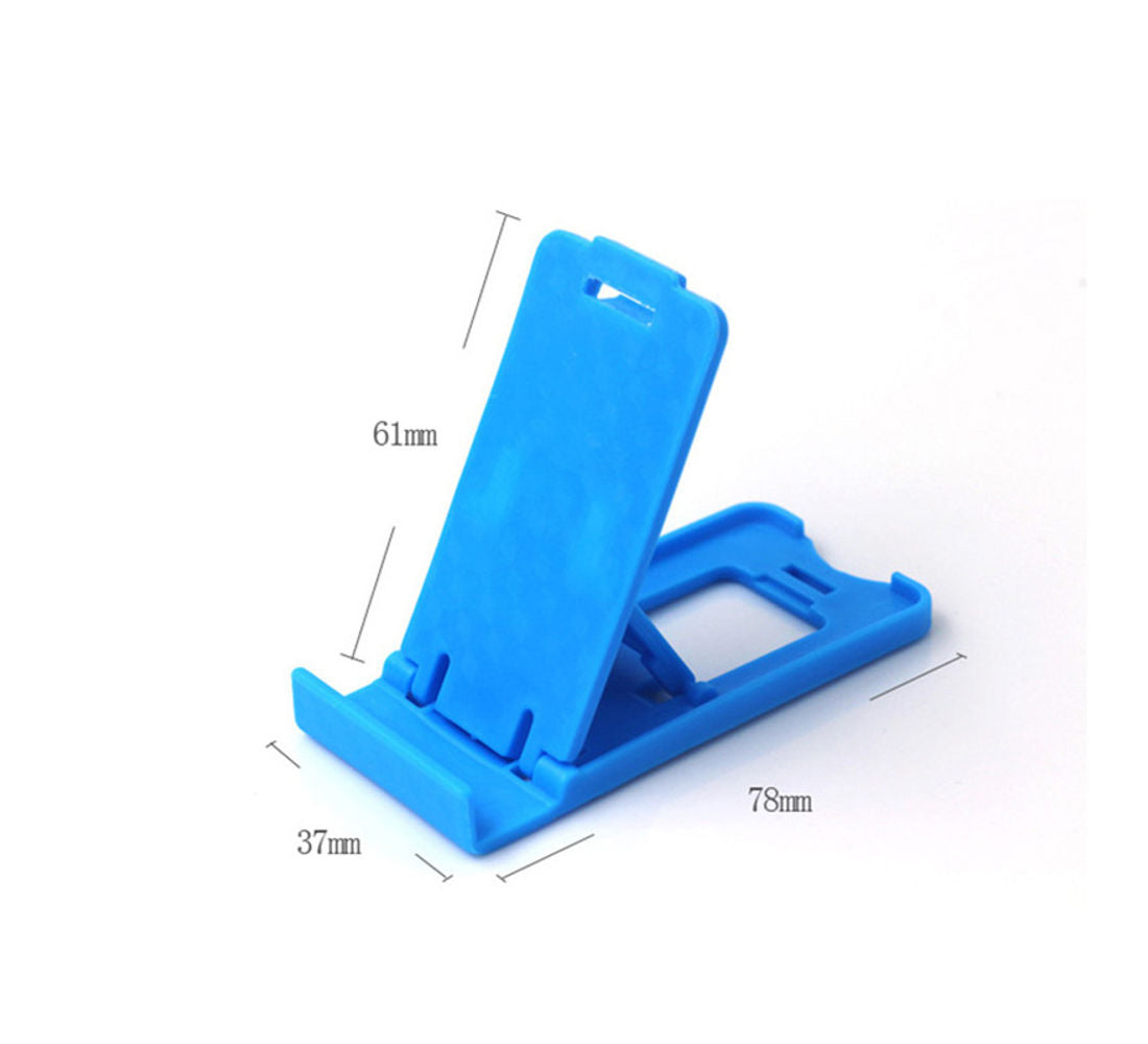 Space-saving portable mobile phone stand with foldable design.